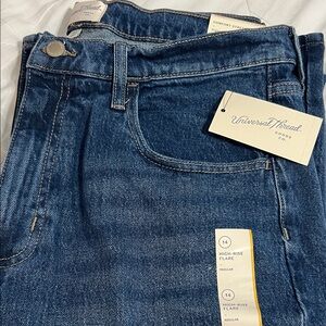 Universal Thread Dark Blue High Rise Flare Denim Jeans - Size 14 Regular Inseam